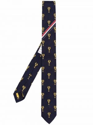 Жакардова копринена вратовръзка Thom Browne синьо