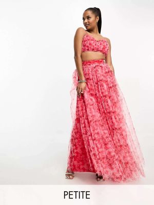 Длинная юбка с бисером в цветочек с принтом Lace And Beads