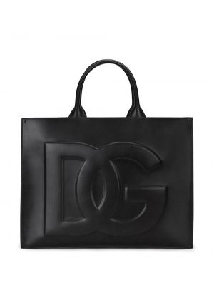 Kožená shopper kabelka Dolce & Gabbana černá