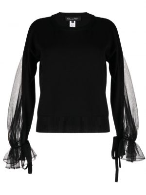 Плетен пуловер от тюл Alexander Wang черно
