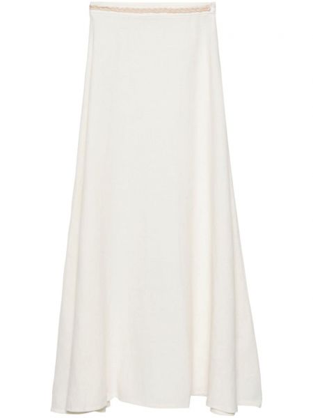 Lininis platėjantis sijonas Amotea balta