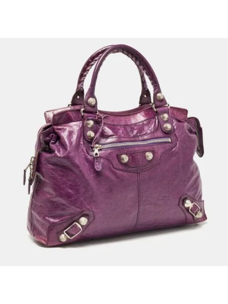 Bolso shopper de cuero Balenciaga Vintage violeta