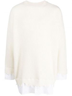 Sweter z przetarciami Mm6 Maison Margiela biały