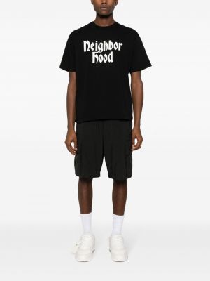 Raštuotas marškinėliai Neighborhood juoda