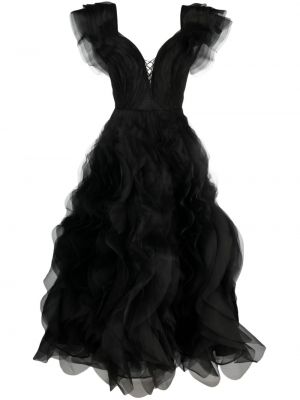Βραδινό φόρεμα με βολάν Ana Radu μαύρο