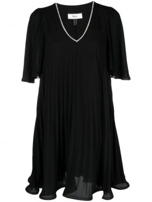 Krištáľové plisované koktejlkové šaty Nissa čierna