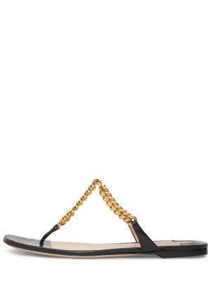 Kožené sandály bez podpatku Tom Ford černé