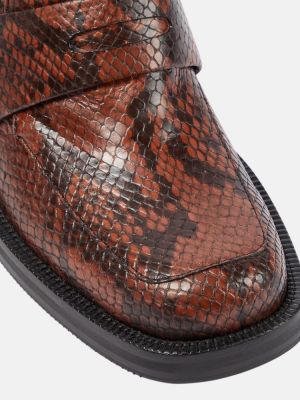 Кожени полуотворени обувки със змийски принт Dries Van Noten бежово