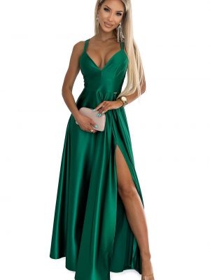 Saténové dlouhé šaty Numoco zelené
