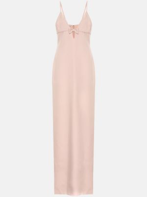 Платье макси с V-образным вырезом Miu Miu, розовое