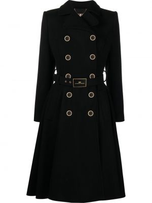 Vlněný dlouhý kabát Elisabetta Franchi - černá