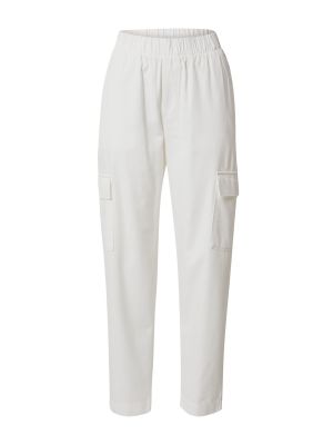 Jednofarebné bavlnené skinny nohavice s vysokým pásom Gap - biela