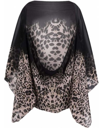 Leopard trykt silke lette skjerf Roberto Cavalli svart