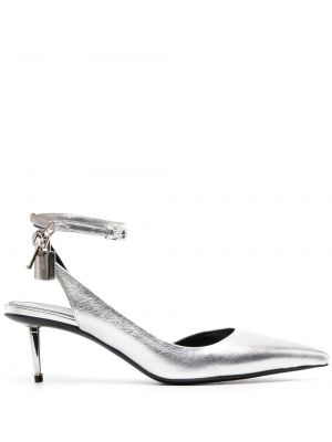 Pantofi cu toc din piele Tom Ford argintiu