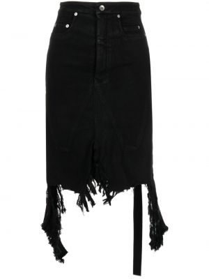 Spódnica jeansowa z przetarciami Rick Owens Drkshdw czarna