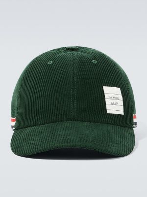 Памучна шапка с козирки от рипсено кадифе Thom Browne зелено