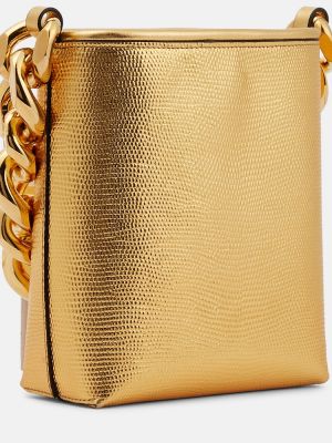 Kožená shopper kabelka Tom Ford zlatá
