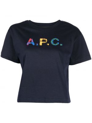 Koszulka bawełniana z nadrukiem A.p.c. niebieska
