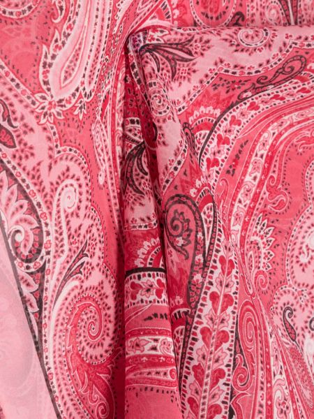 Hedvábný šál s potiskem s paisley potiskem Etro růžový