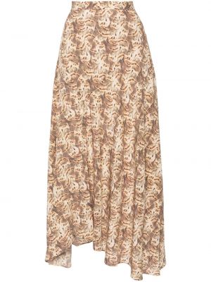 Midi φούστα με σχέδιο Isabel Marant μπεζ