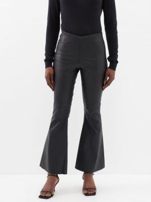 Кожаные брюки с высокой талией By Malene Birger черные