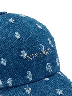 Kepurė su snapeliu su nubrozdinimais Nina Ricci mėlyna