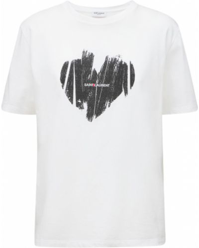 Koszulka bawełniana z nadrukiem z dżerseju Saint Laurent