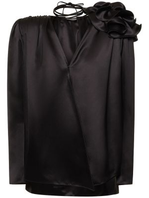 Šifono šilkinė marškiniai Magda Butrym juoda