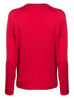Sweter wełniany z wełny merino z okrągłym dekoltem John Smedley czerwony