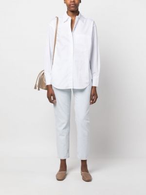 Chemise en coton avec manches longues Calvin Klein blanc