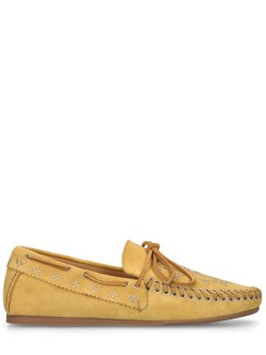 Pantofi loafer din piele de căprioară cu nasturi Isabel Marant galben