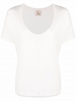 T-shirt en lin à col v Paula blanc