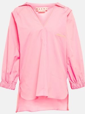 Памучна блуза Marni розово