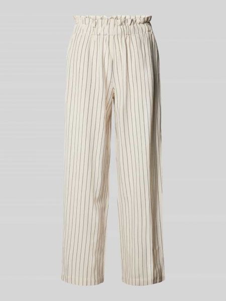 Spodnie z wysoką talią w paski Vila białe