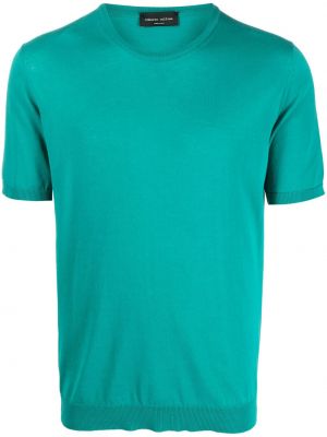 Плетена памучна тениска Roberto Collina зелено