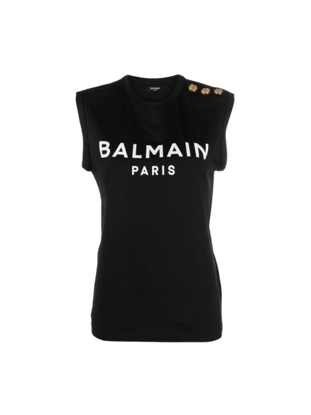 Koszulka na guziki Balmain czarna