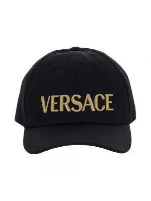 Haftowana czapka z daszkiem Versace czarna