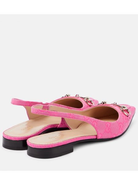 Nyitott sarkú balerina cipők Gucci rózsaszín
