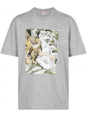 T-shirt con stampa Supreme grigio
