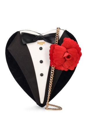 Ukrojena obleka z vzorcem srca Moschino črna