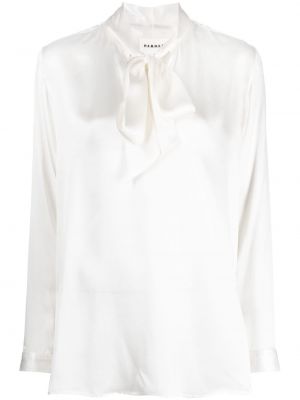 Копринена риза с панделка P.a.r.o.s.h. бяло