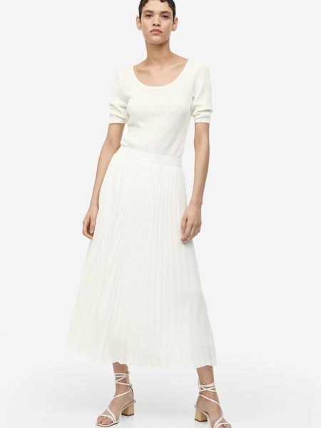Плиссированная шифоновая юбка H&m белая