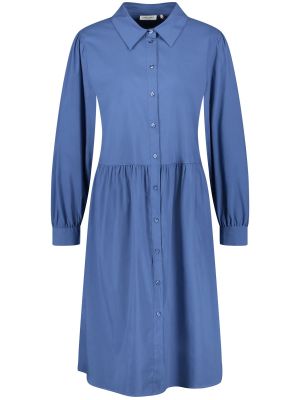 Jednofarebné bavlnené priliehavé košeľové šaty Gerry Weber - modrá