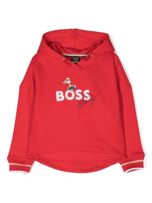 Hoodie con stampa Boss Kidswear rosso