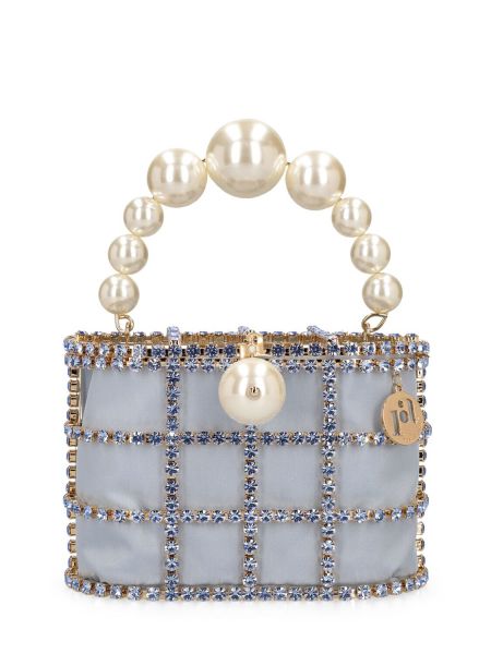 Bolso clutch con perlas de cristal Rosantica azul
