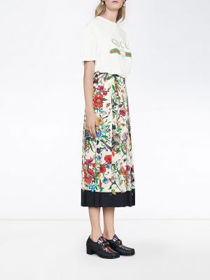 Falda de flores con estampado de estampado de serpiente Gucci