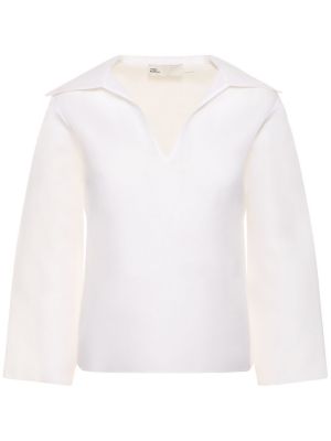 Bavlnená hodvábna košeľa Tory Burch biela