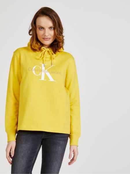 Bluza z kapturem Calvin Klein Jeans żółta