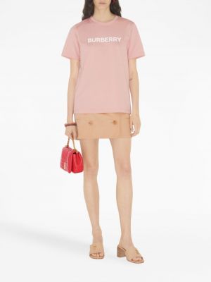T-shirt en coton à imprimé Burberry rose