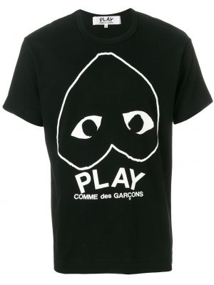 Tričko se srdcovým vzorem Comme Des Garçons Play černé